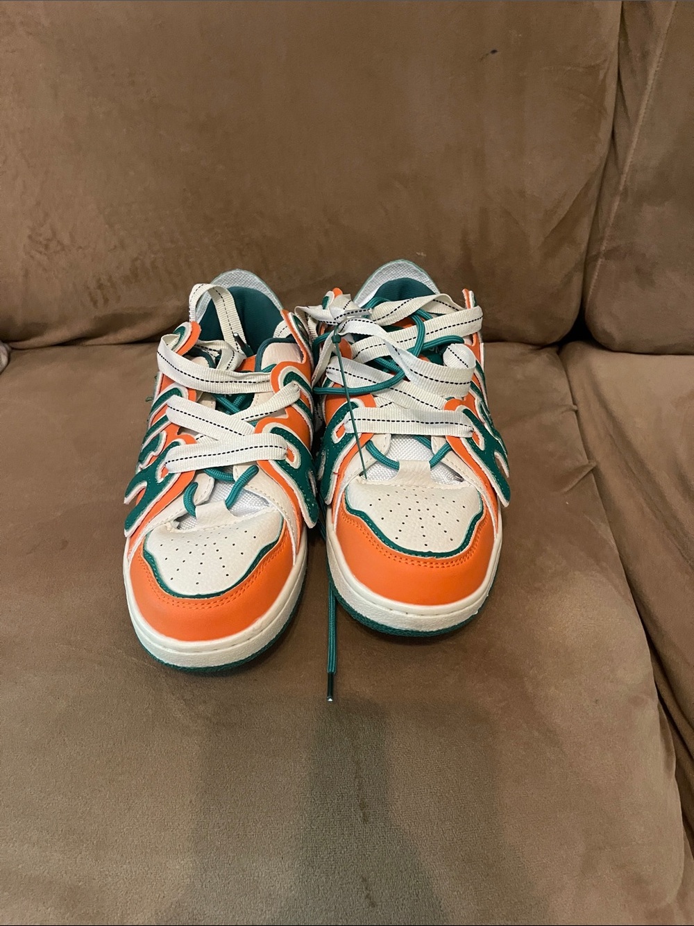Kids Orange and Teal Athletic Sneakers - Picture 1 of 7